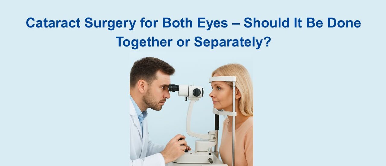 Cataract surgery for both eyes – doctor explaining options to patient in Chennai clinic.