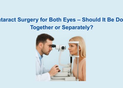 Cataract surgery for both eyes – doctor explaining options to patient in Chennai clinic.