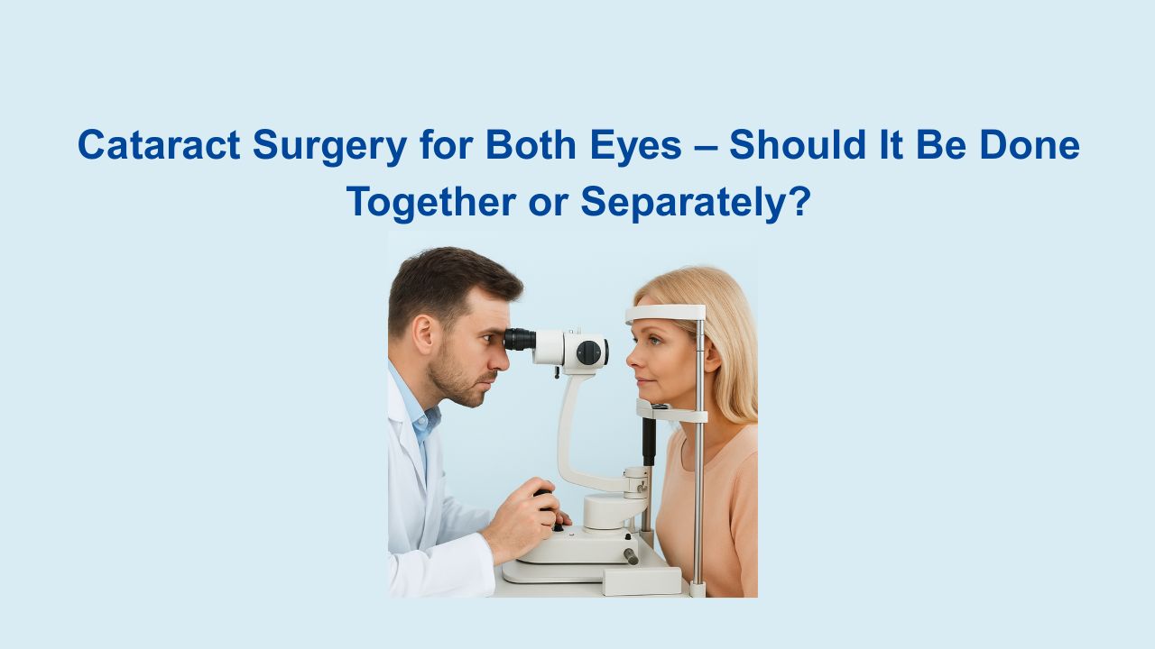 Cataract surgery for both eyes – doctor explaining options to patient in Chennai clinic.