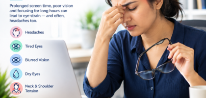 Headaches and eye strain caused by prolonged screen use